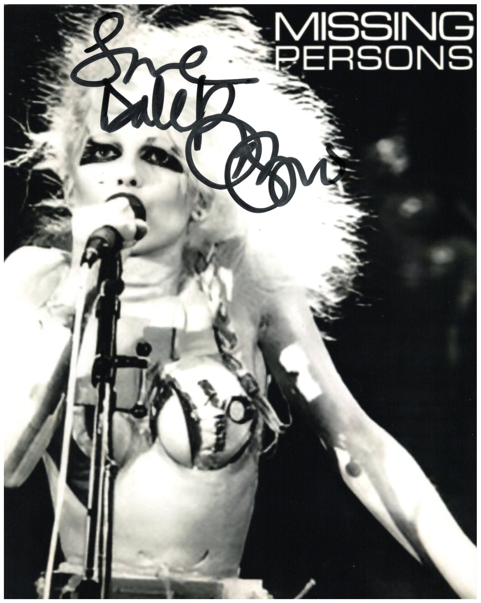 Dale Bozzio 8X10 B&W PHOTO (Autographed #F)